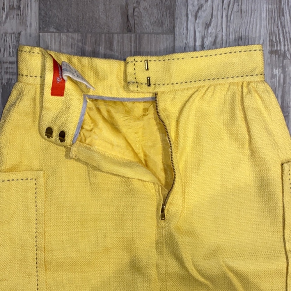 Anthropology- Cartonnier Yellow Pencil Skirt w Patch Pockets & contrasting blue - Picture 9 of 11